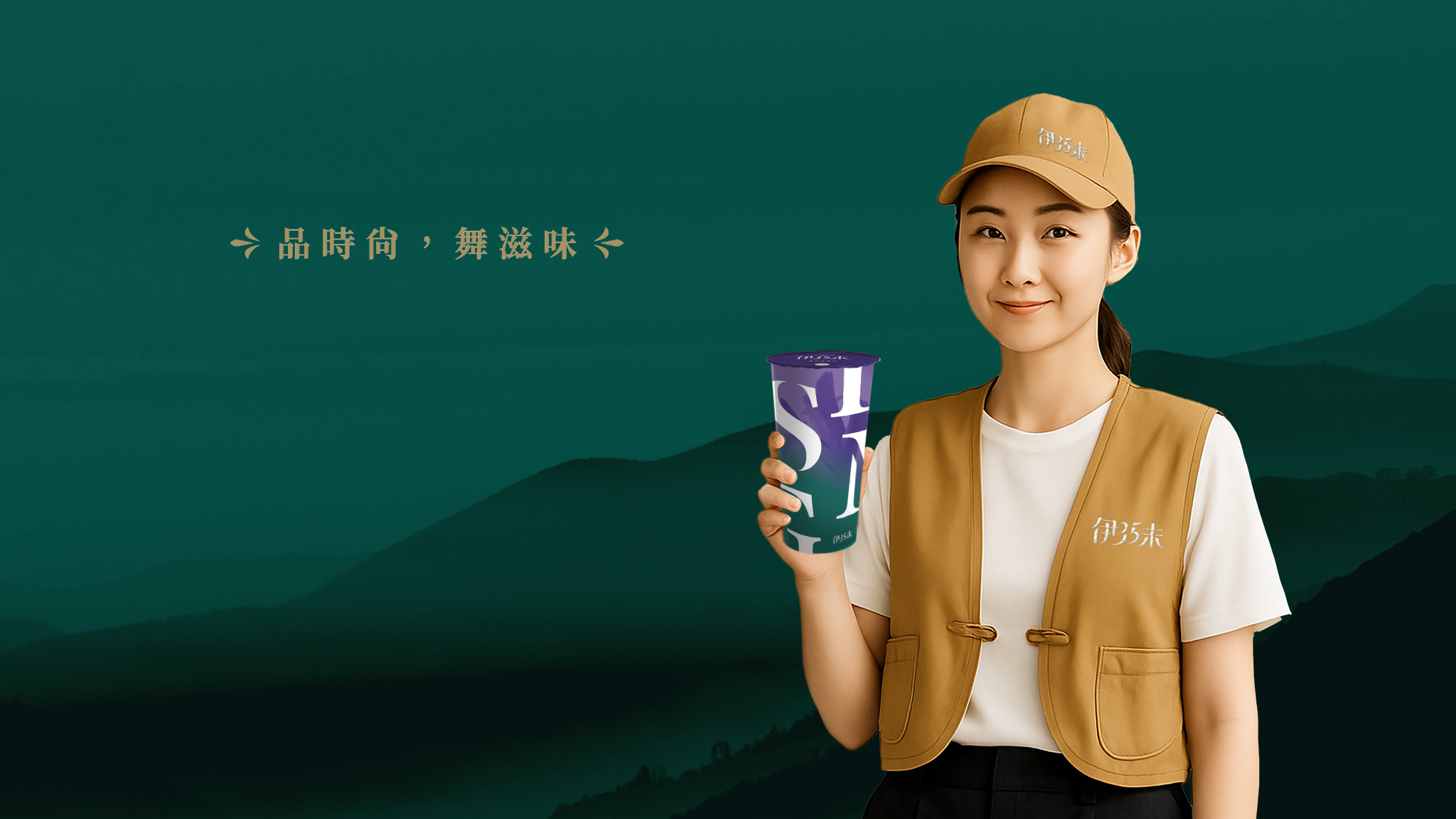 伊35未_手拿飲料杯+制服